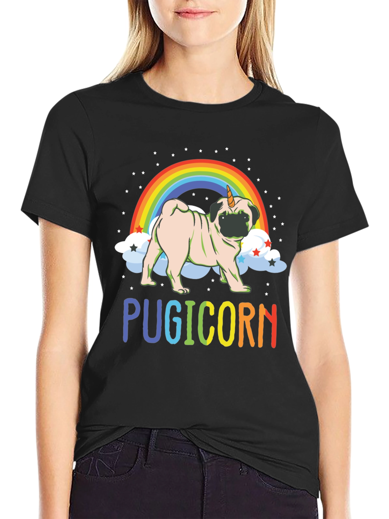 Pugicorn T-Shirt - Rainbow Unicorn Pug Tee