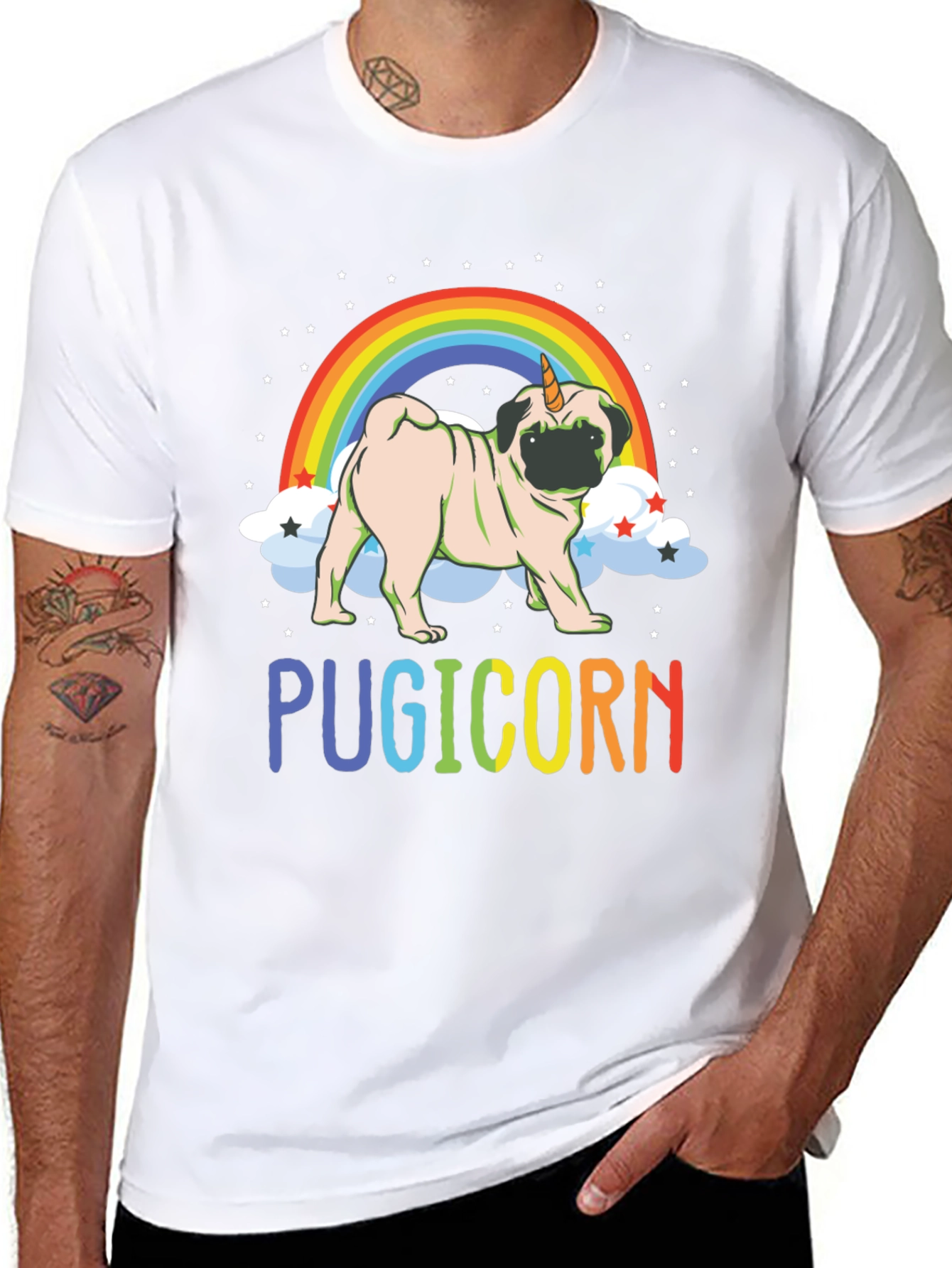 Pugicorn T-Shirt - Rainbow Unicorn Pug Tee