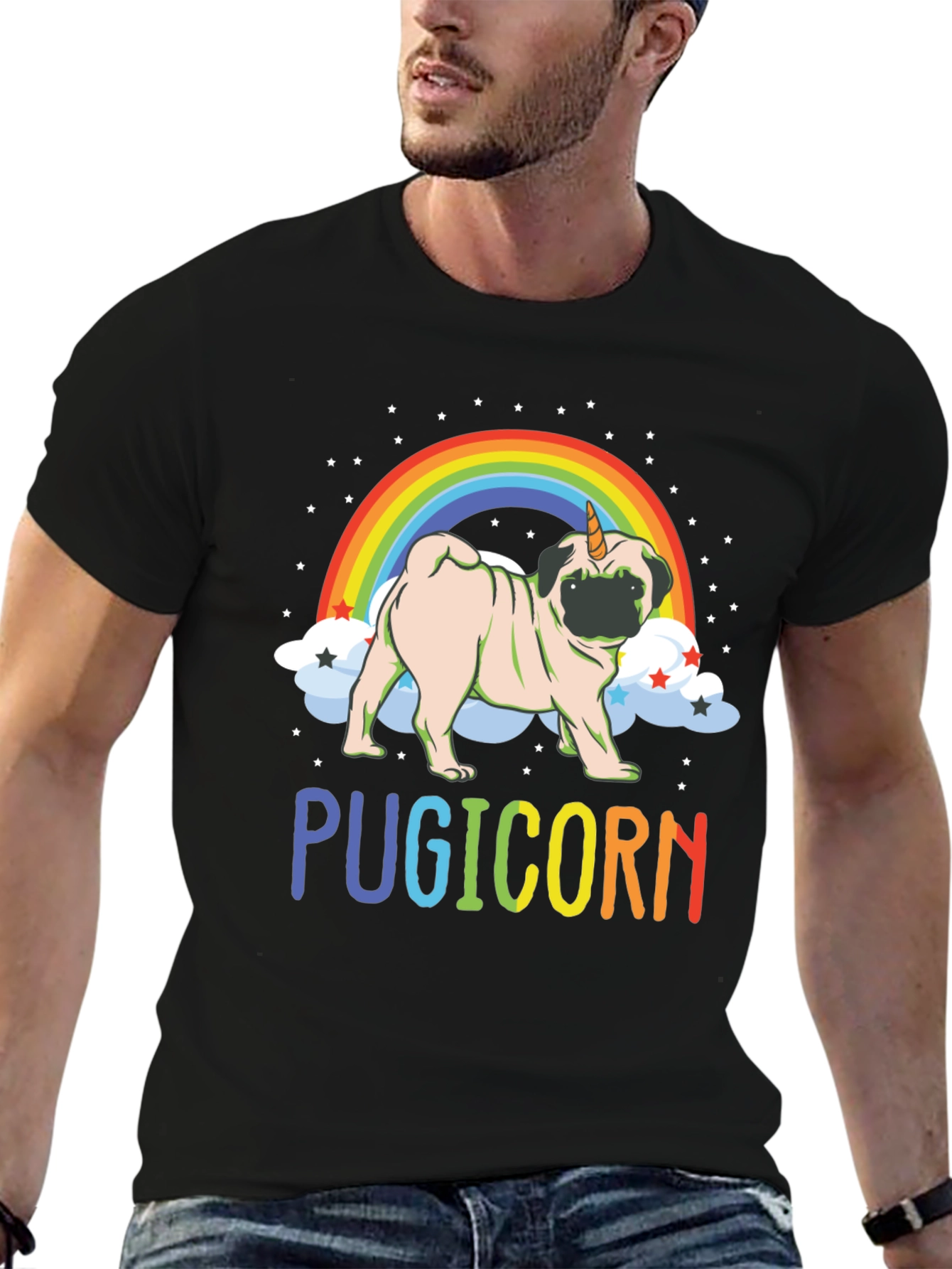 Pugicorn T-Shirt - Rainbow Unicorn Pug Tee