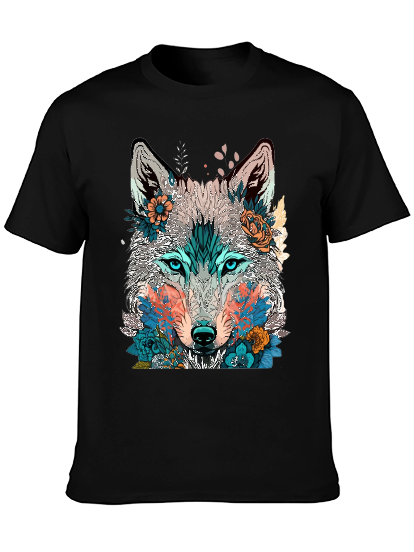 Wolf Floral Graphic Tee - Artistic Design Comfortable Fit