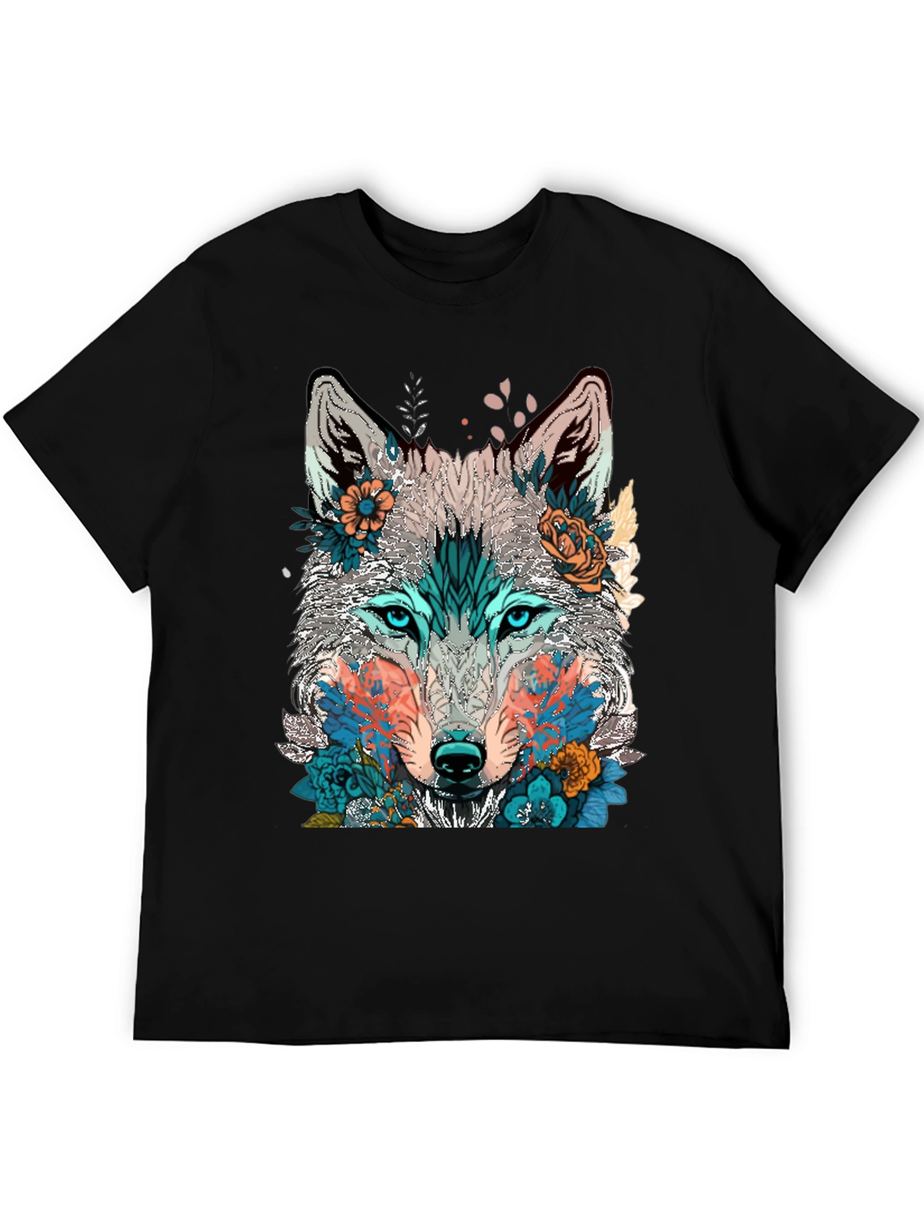 Wolf Floral Graphic Tee - Artistic Design Comfortable Fit