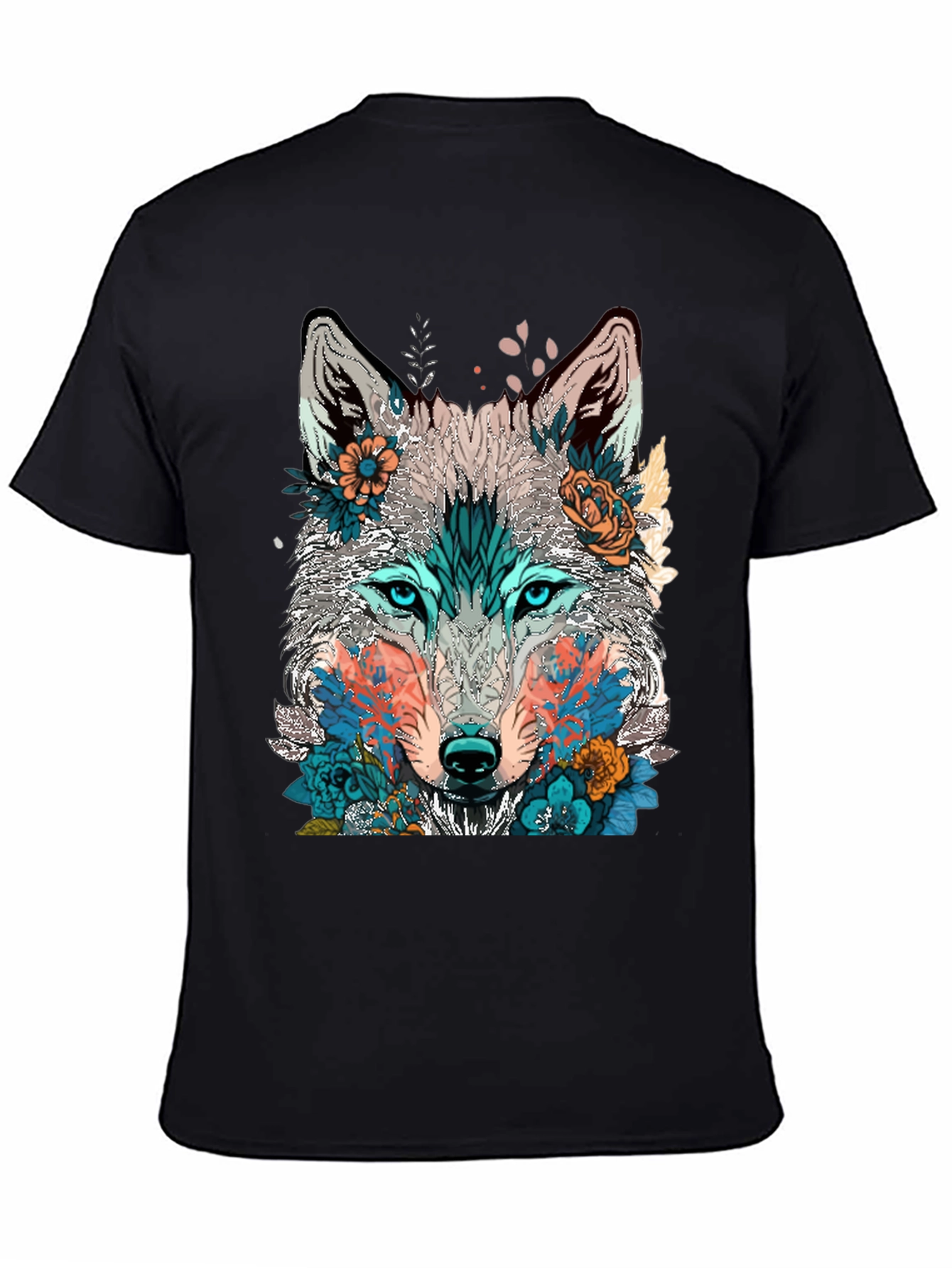 Wolf Floral Graphic Tee - Artistic Design Comfortable Fit