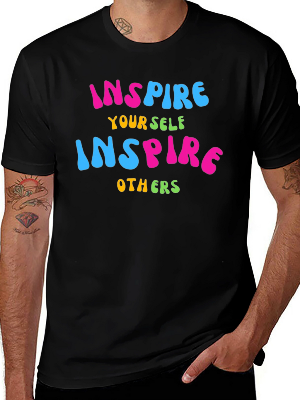 Inspire Graphic Print Black T-Shirt