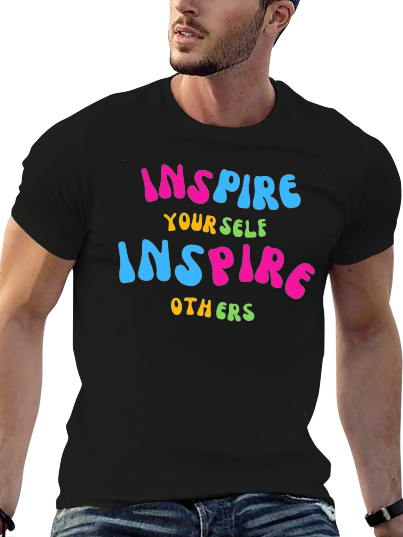 Inspire Graphic Print Black T-Shirt