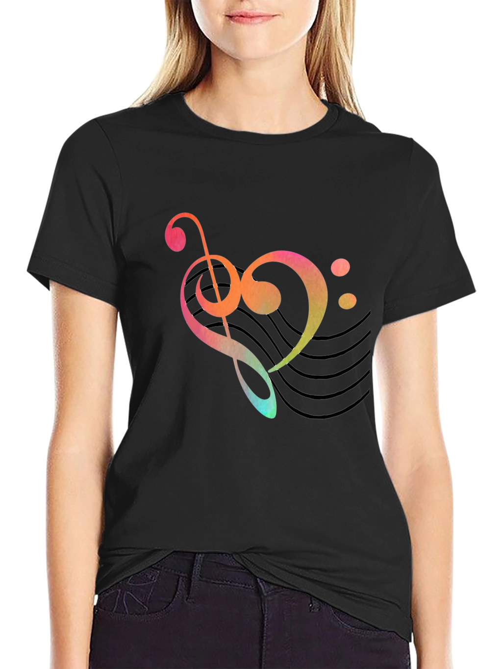 Musical Heart Graphic Tee - Black