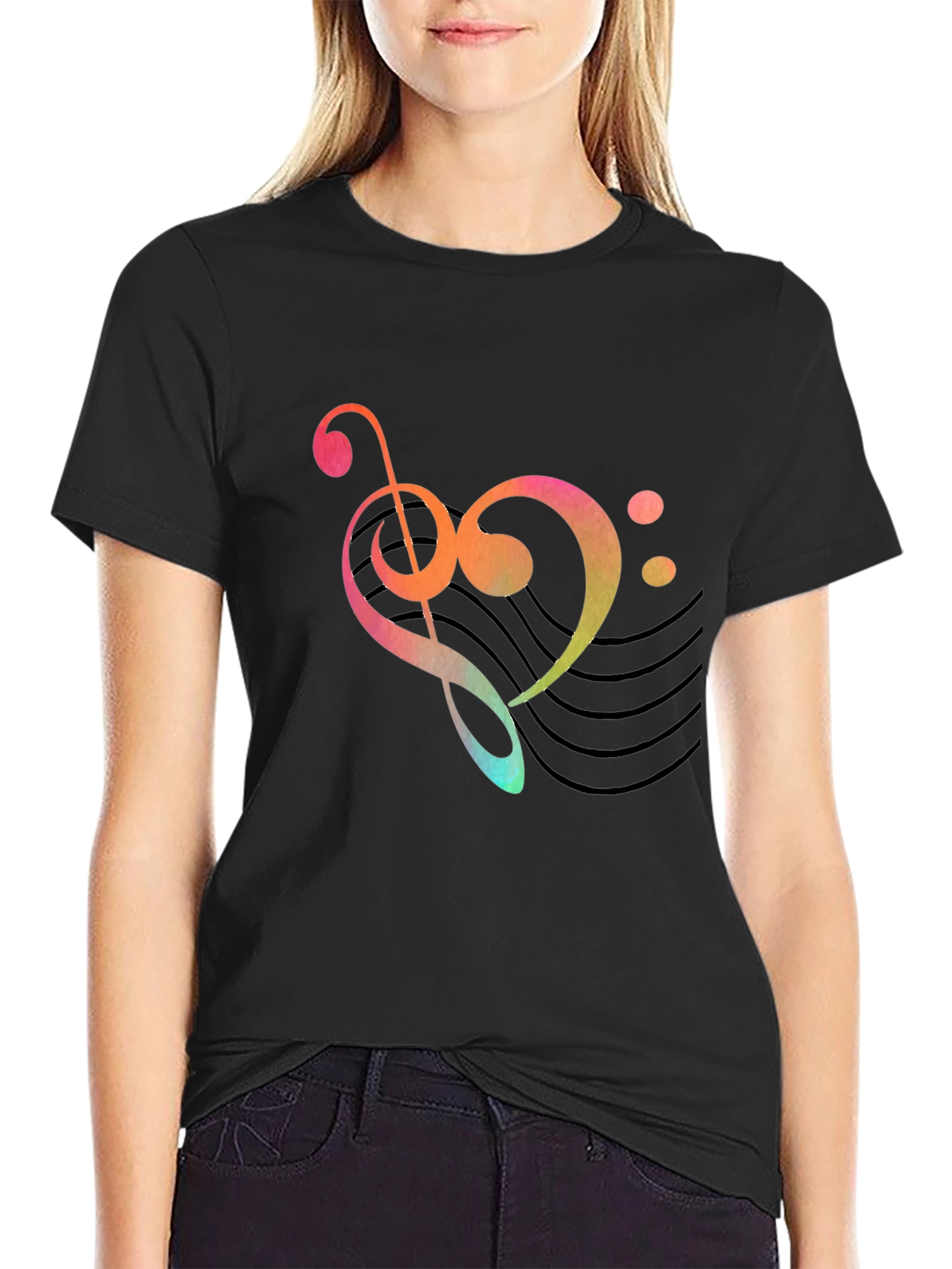 Musical Heart Graphic Tee - Black