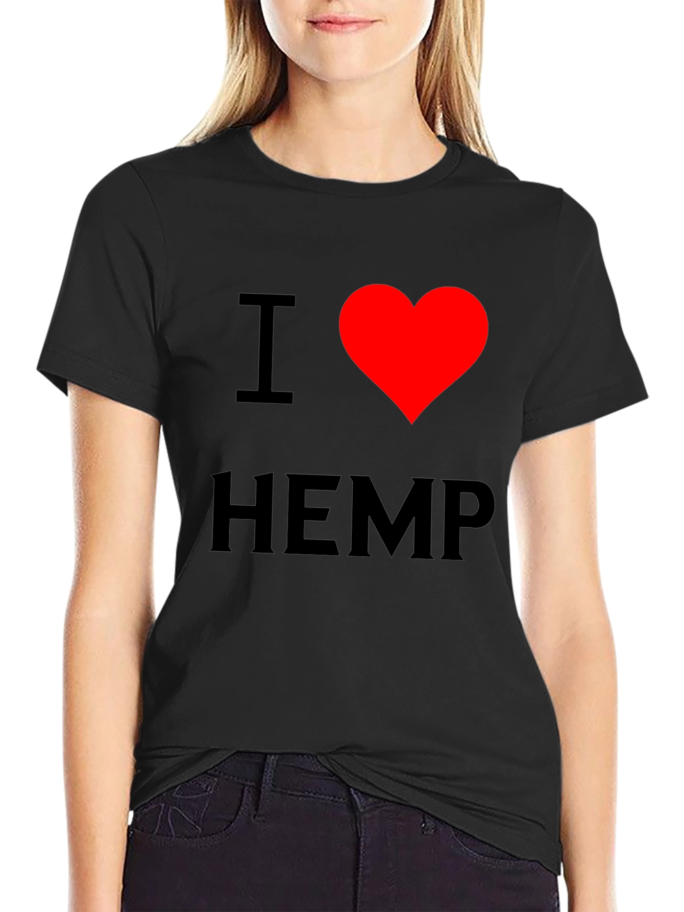 I Heart Hemp Black T-Shirt - Love Cannabis Tee