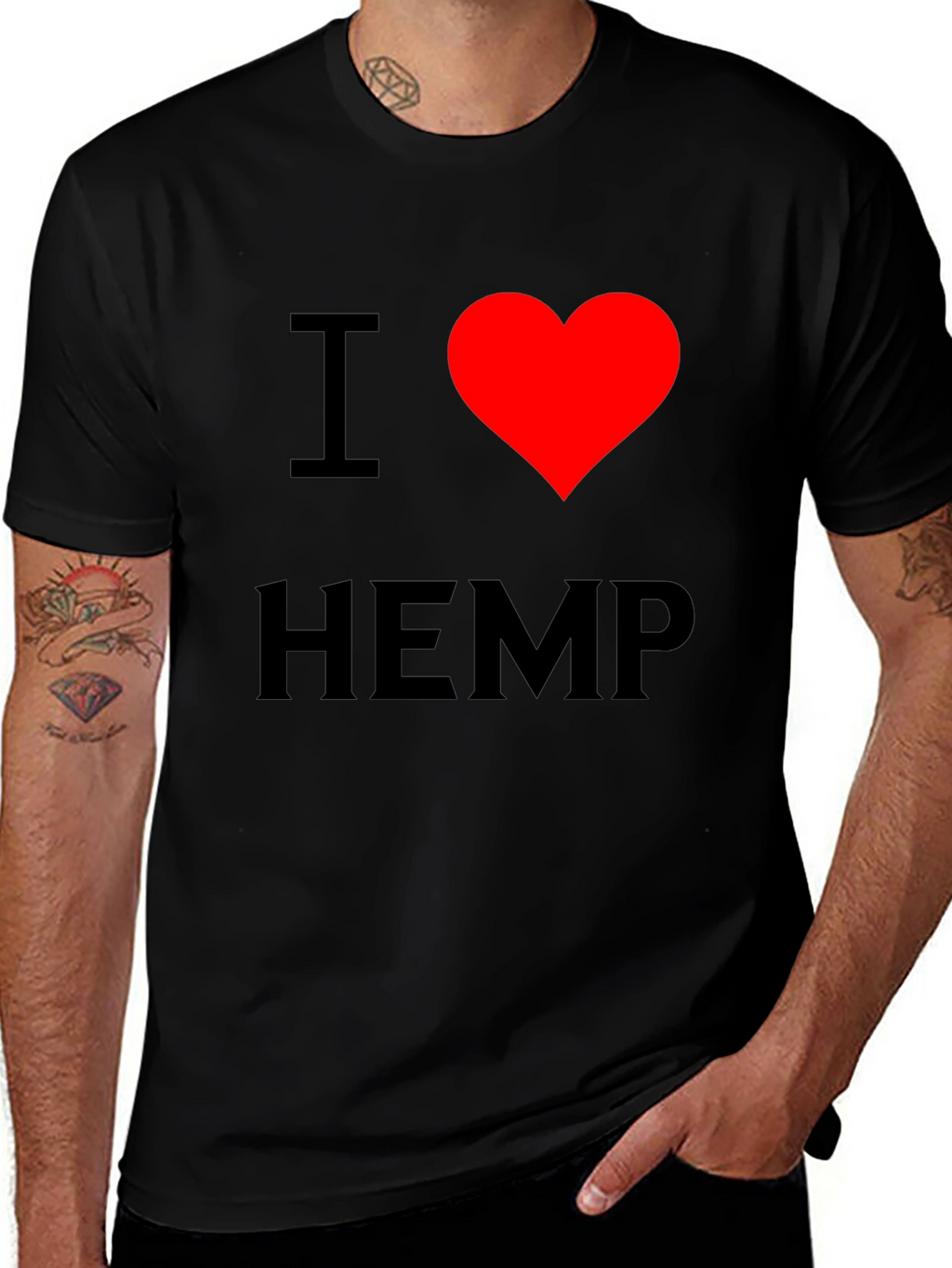 I Heart Hemp Black T-Shirt - Love Cannabis Tee