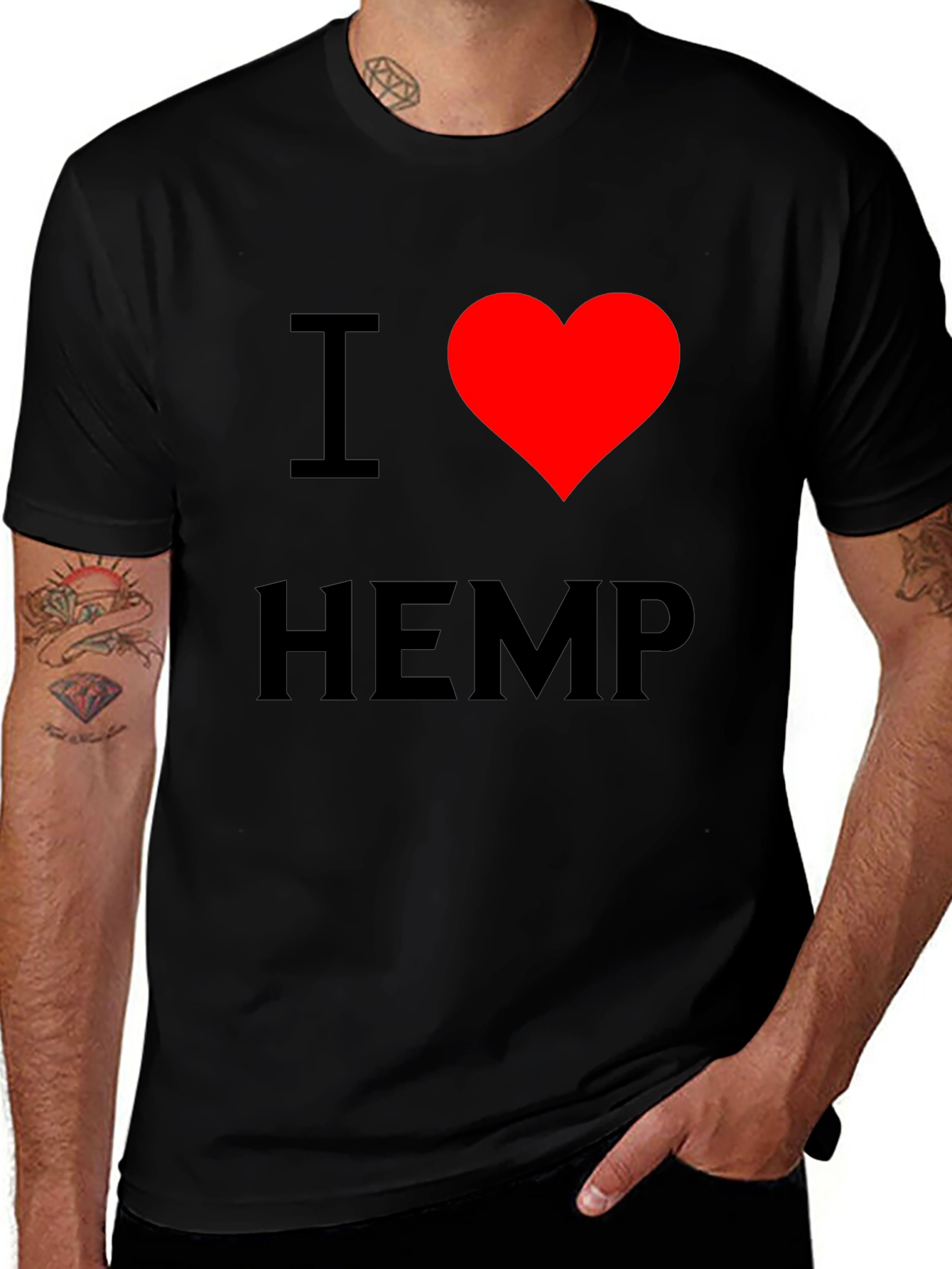 I Heart Hemp Black T-Shirt - Love Cannabis Tee