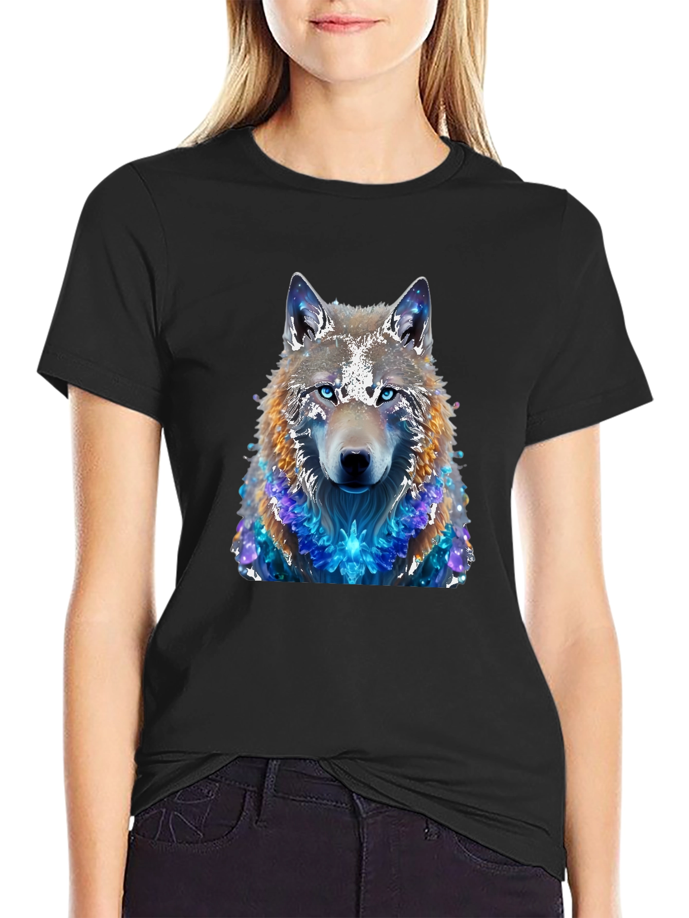 Wolf Galaxy T-Shirt - Mens Black Tee