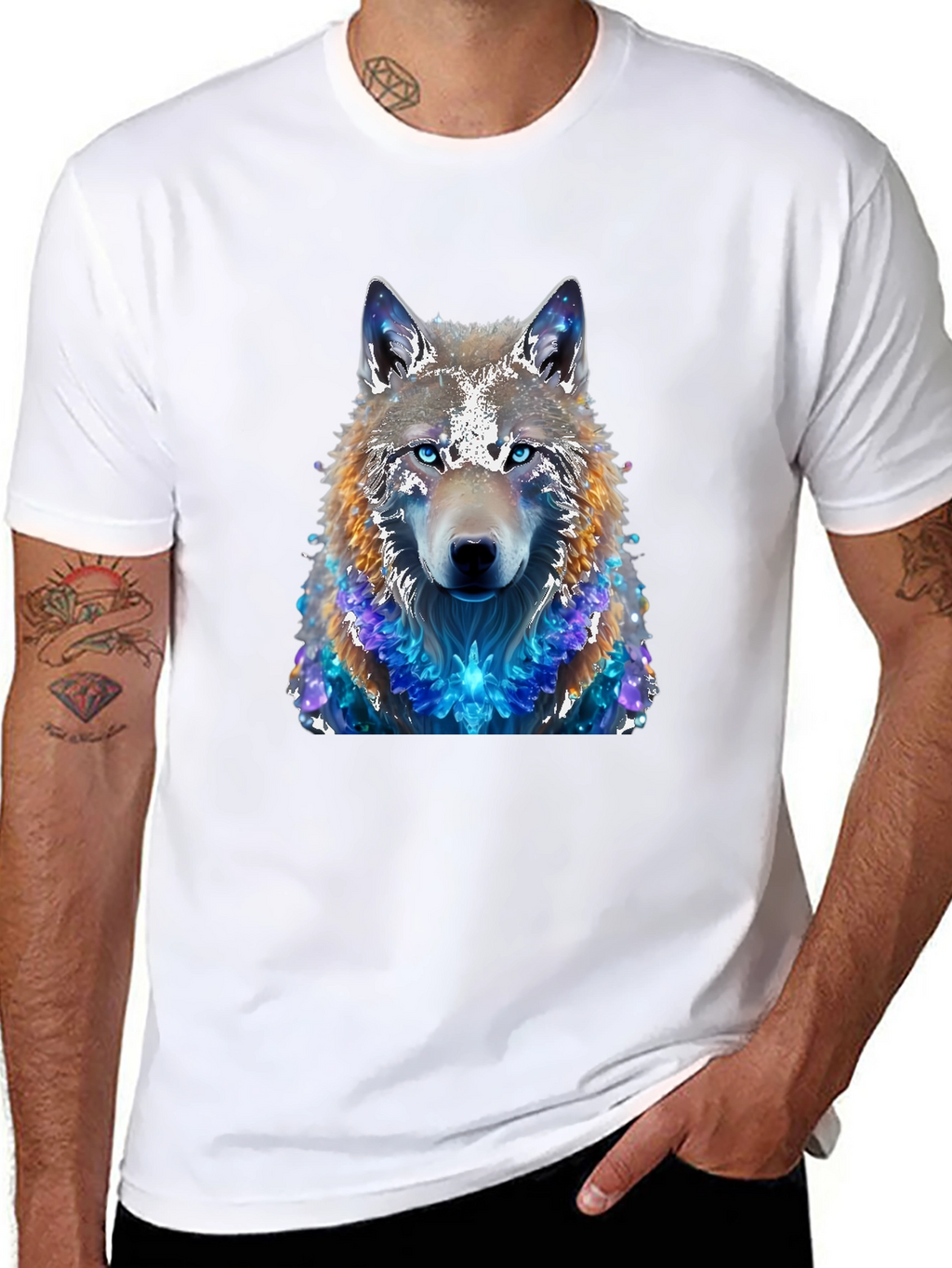 Wolf Galaxy T-Shirt - Mens Black Tee