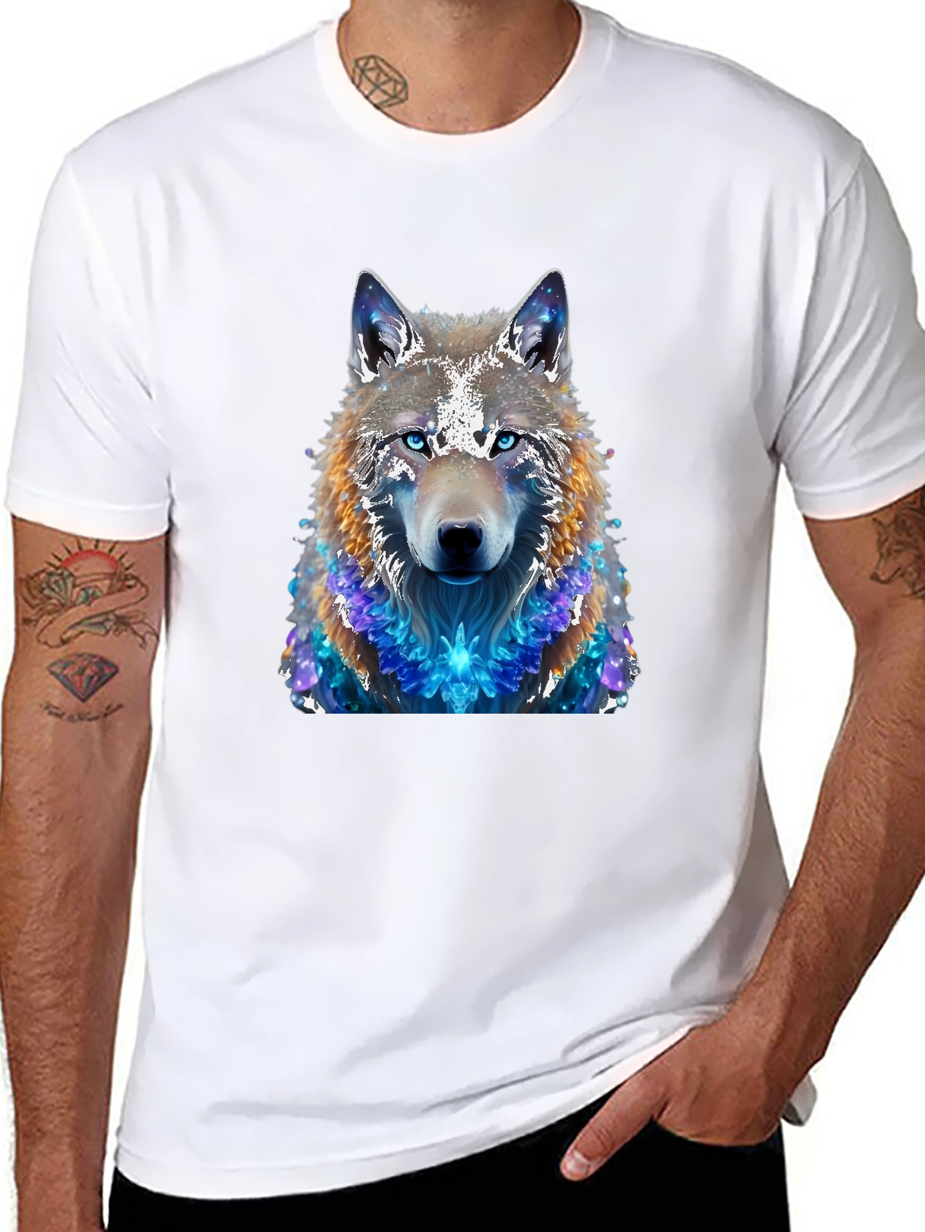 Wolf Galaxy T-Shirt - Mens Black Tee