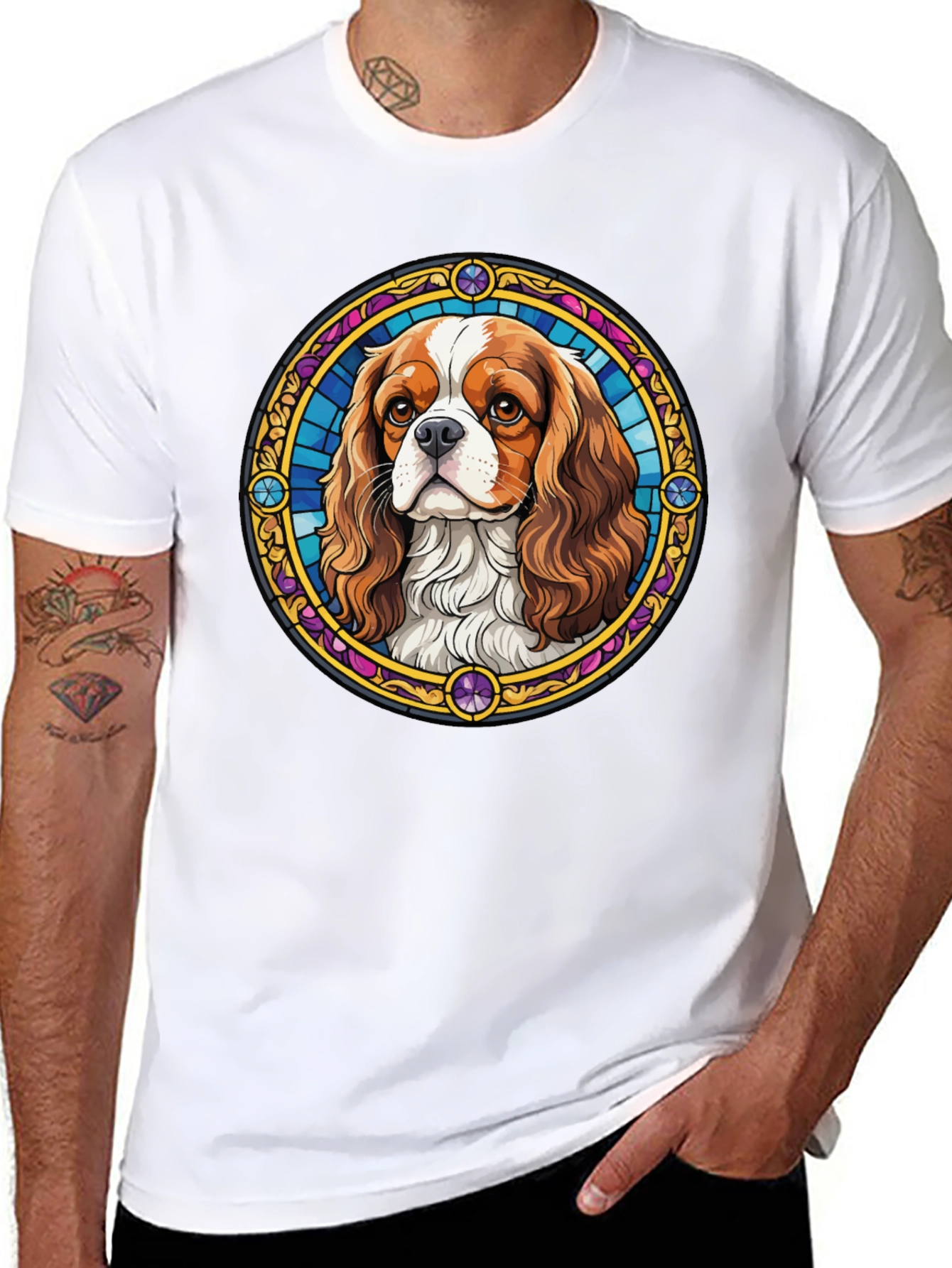 Dog Stained Glass Style T-Shirt