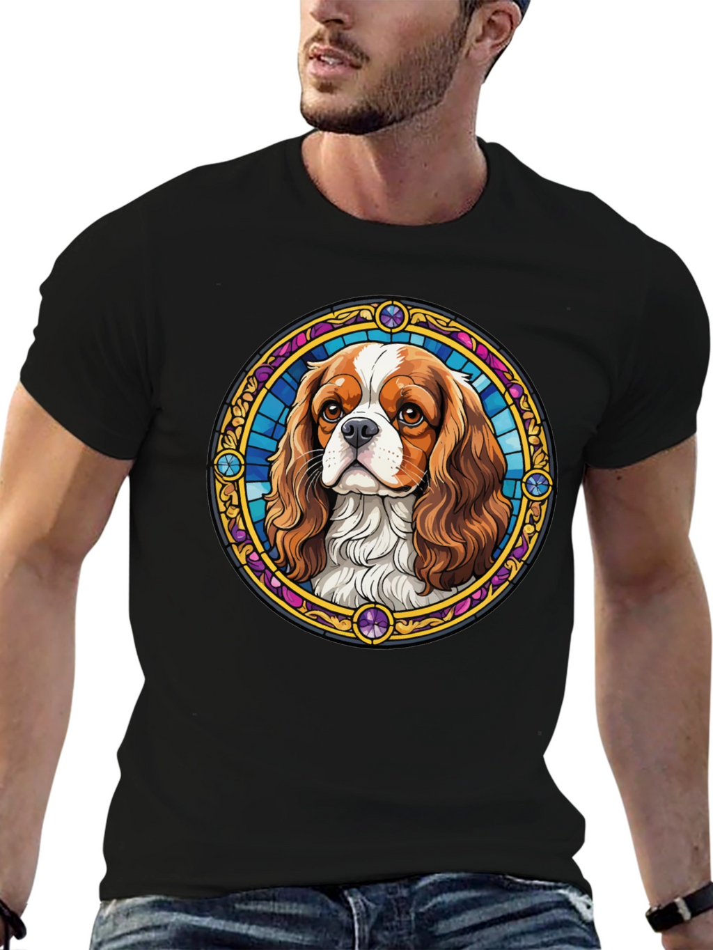 Dog Stained Glass Style T-Shirt
