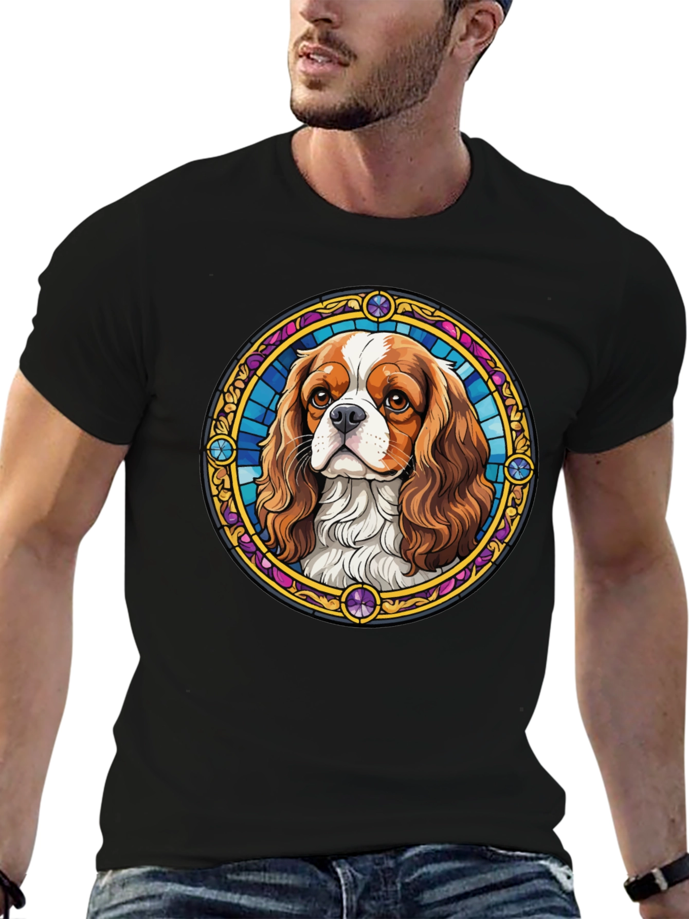 Dog Stained Glass Style T-Shirt