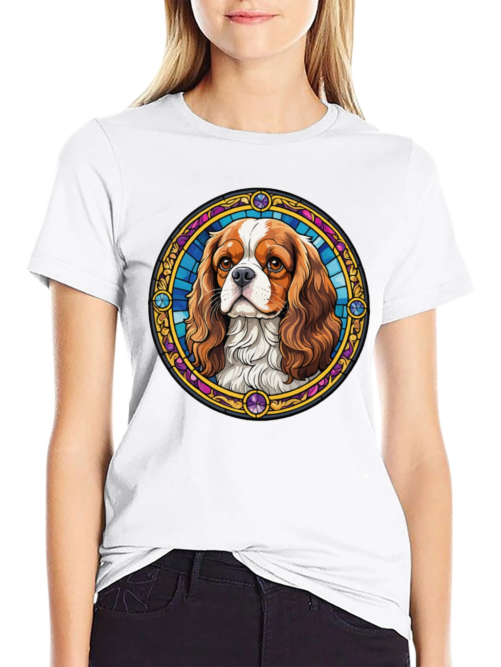 Dog Stained Glass Style T-Shirt