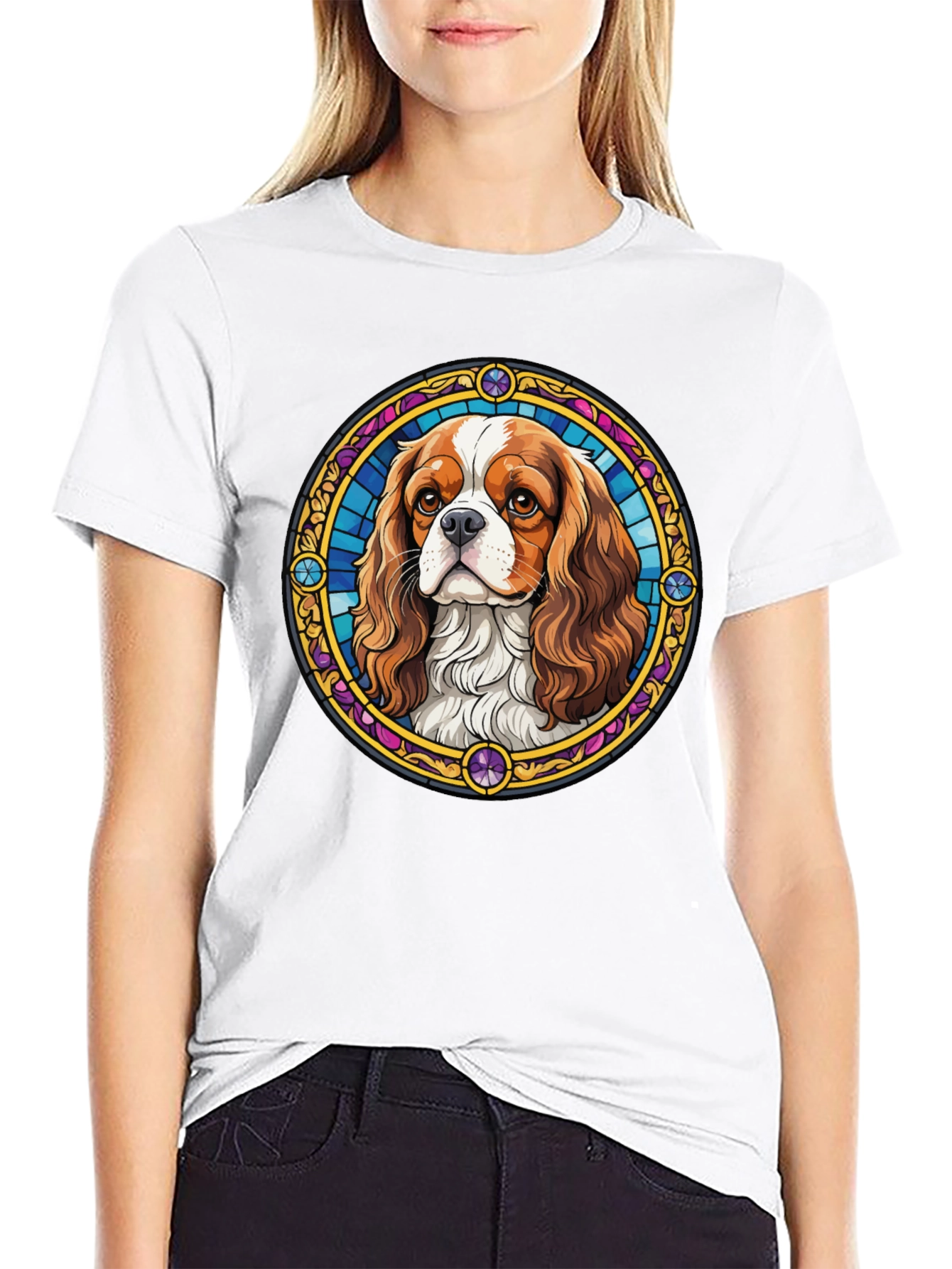 Dog Stained Glass Style T-Shirt