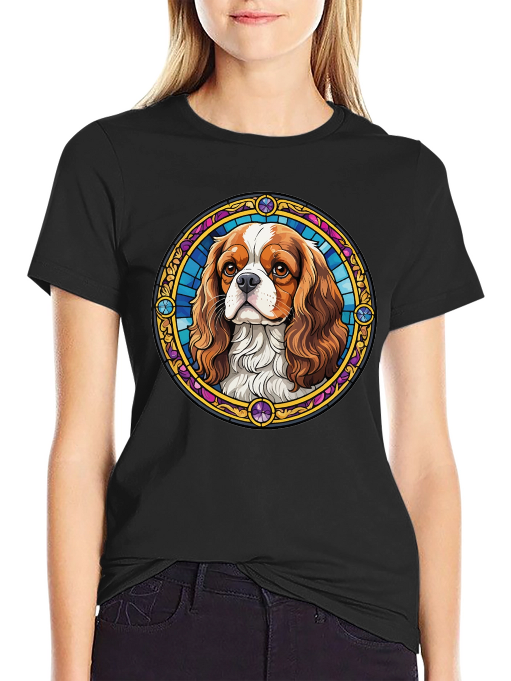 Dog Stained Glass Style T-Shirt