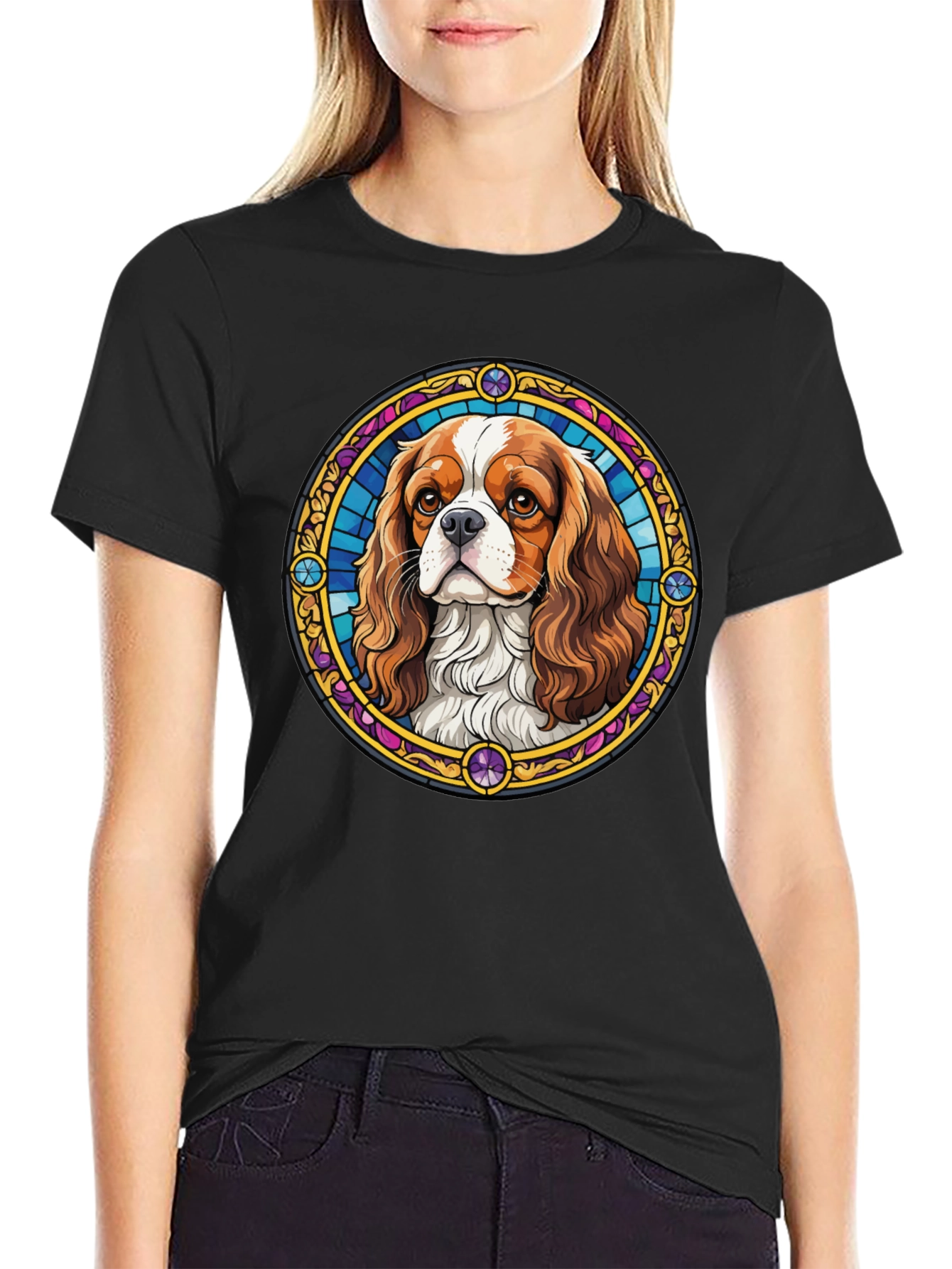 Dog Stained Glass Style T-Shirt