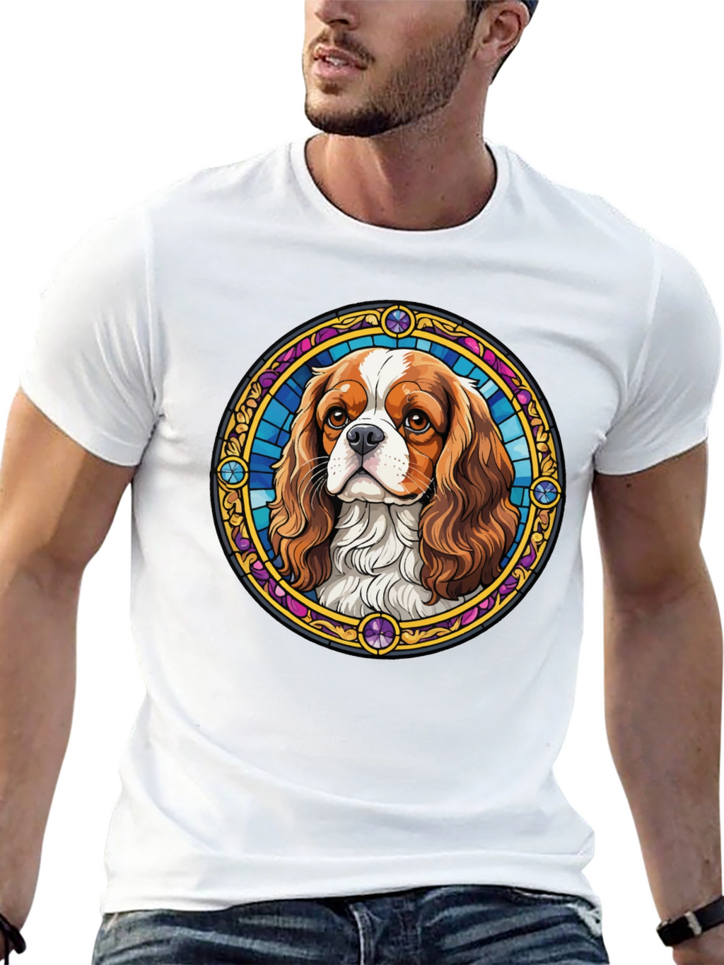 Dog Stained Glass Style T-Shirt