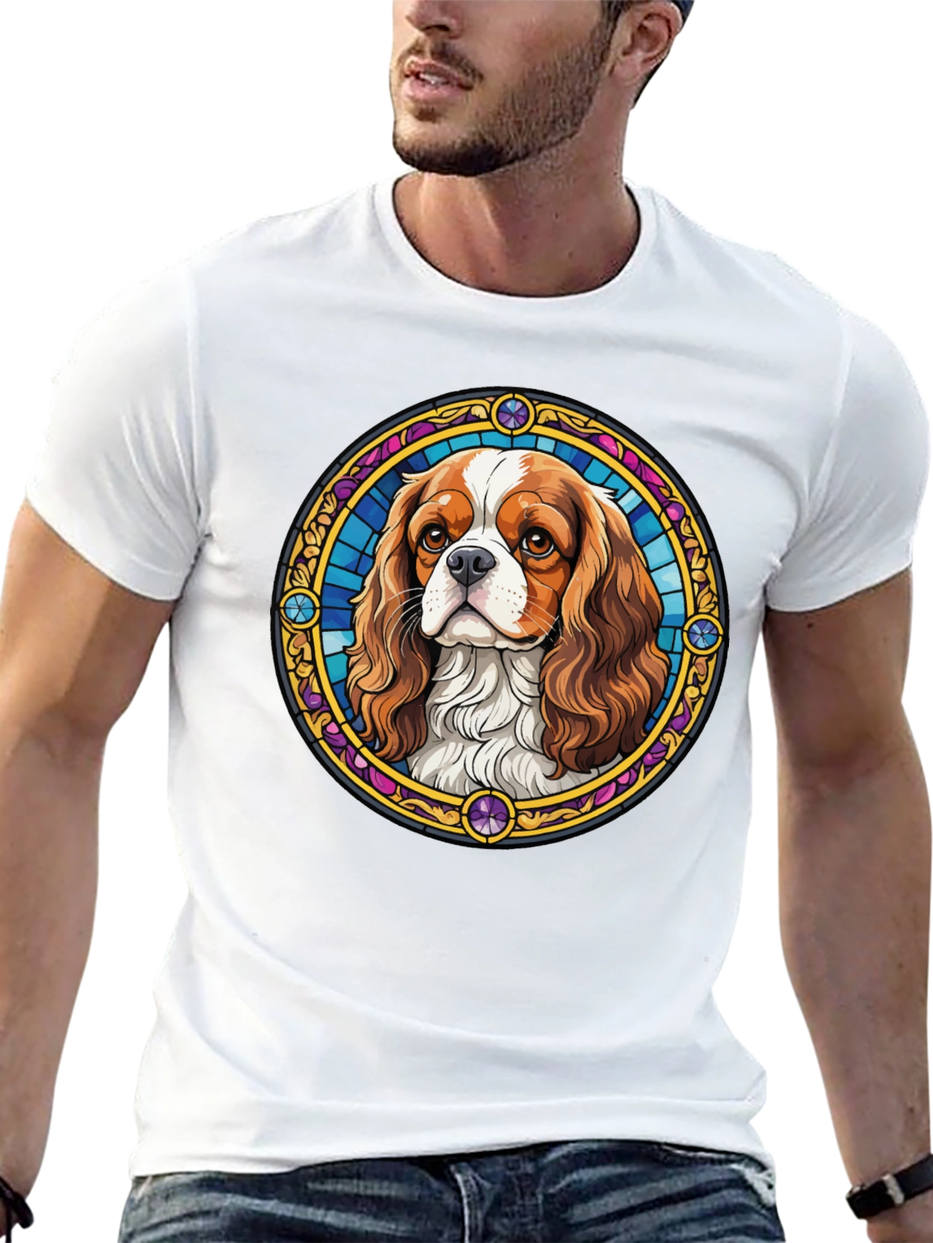 Dog Stained Glass Style T-Shirt