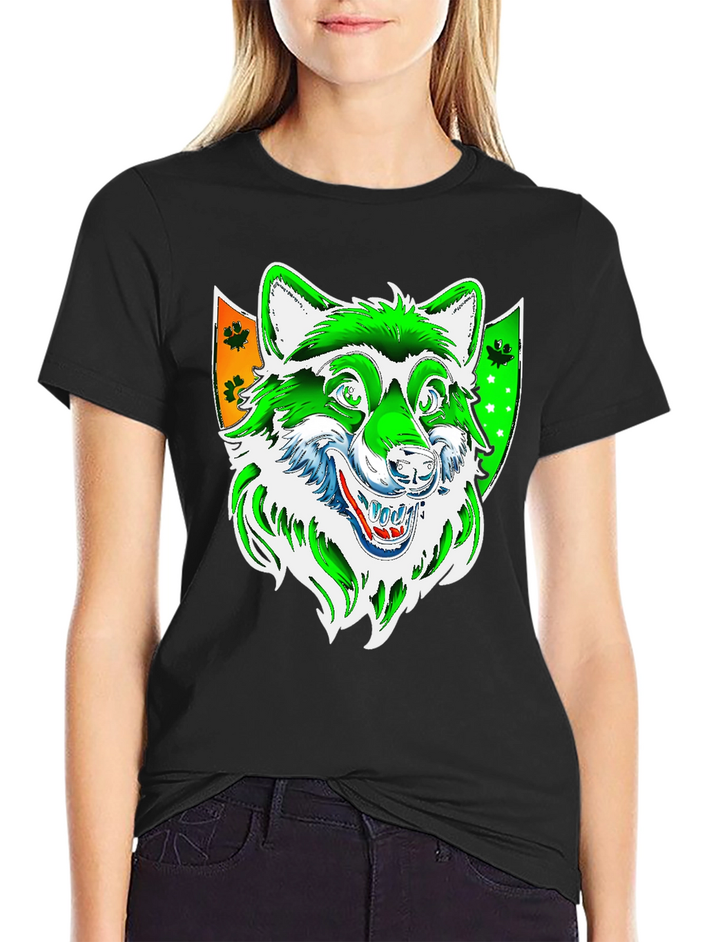 Wolf Graphic Tee - Black Cotton Blend Shirt