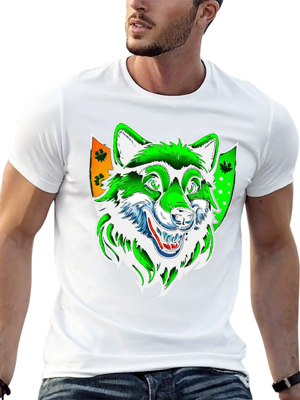 Wolf Graphic Tee - Black Cotton Blend Shirt