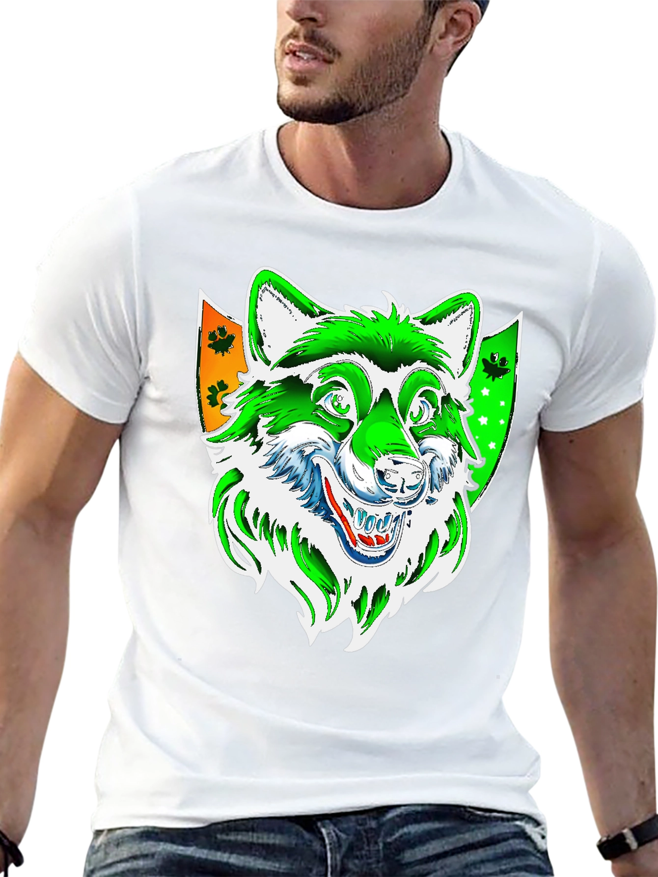 Wolf Graphic Tee - Black Cotton Blend Shirt