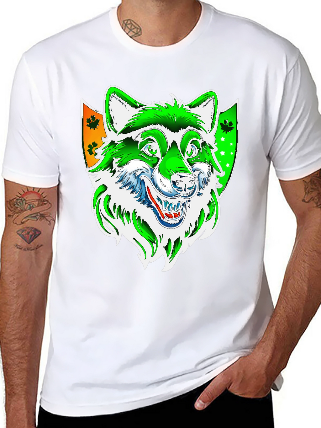 Wolf Graphic Tee - Black Cotton Blend Shirt
