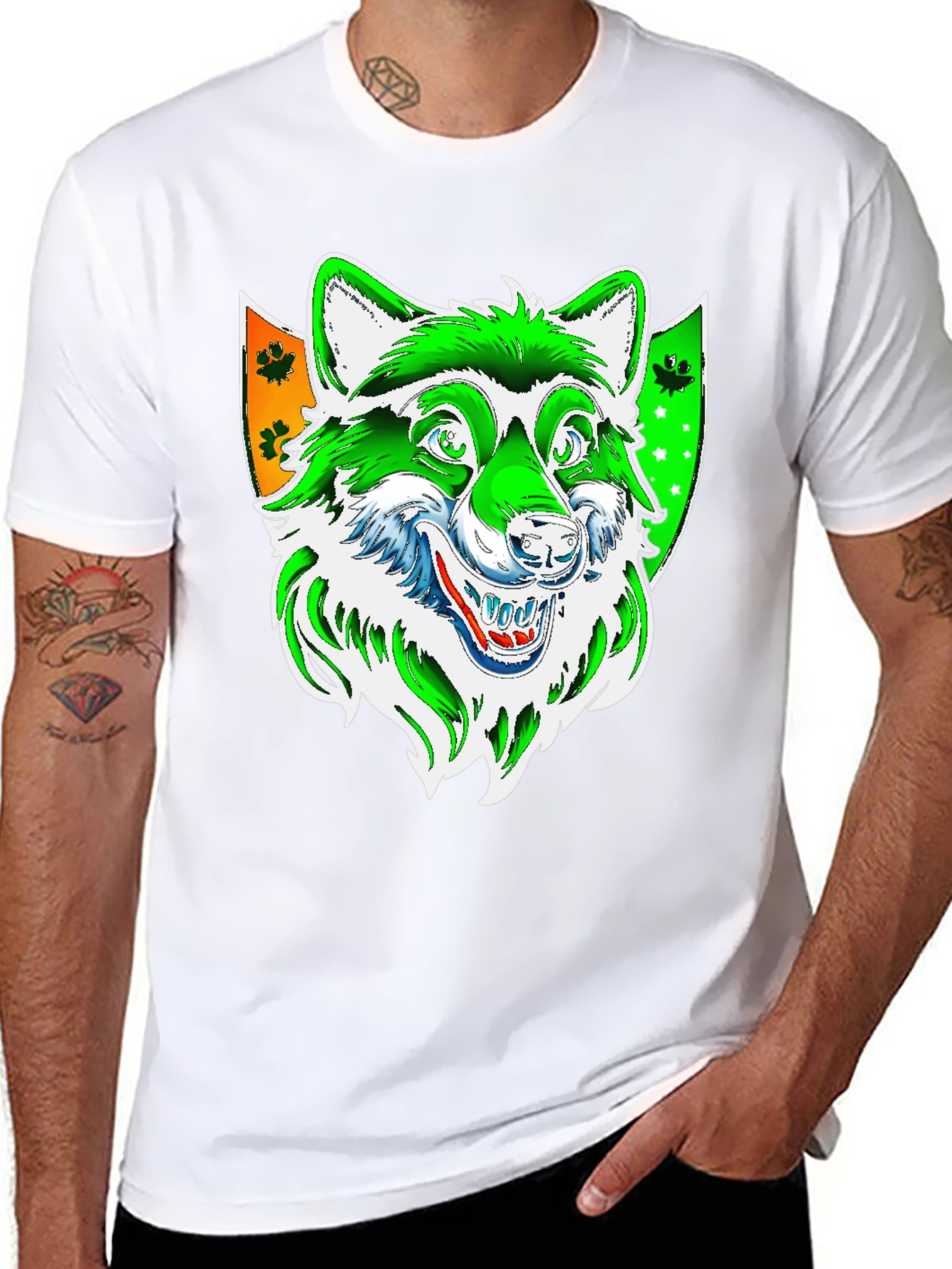Wolf Graphic Tee - Black Cotton Blend Shirt