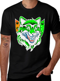 Wolf Graphic Tee - Black Cotton Blend Shirt