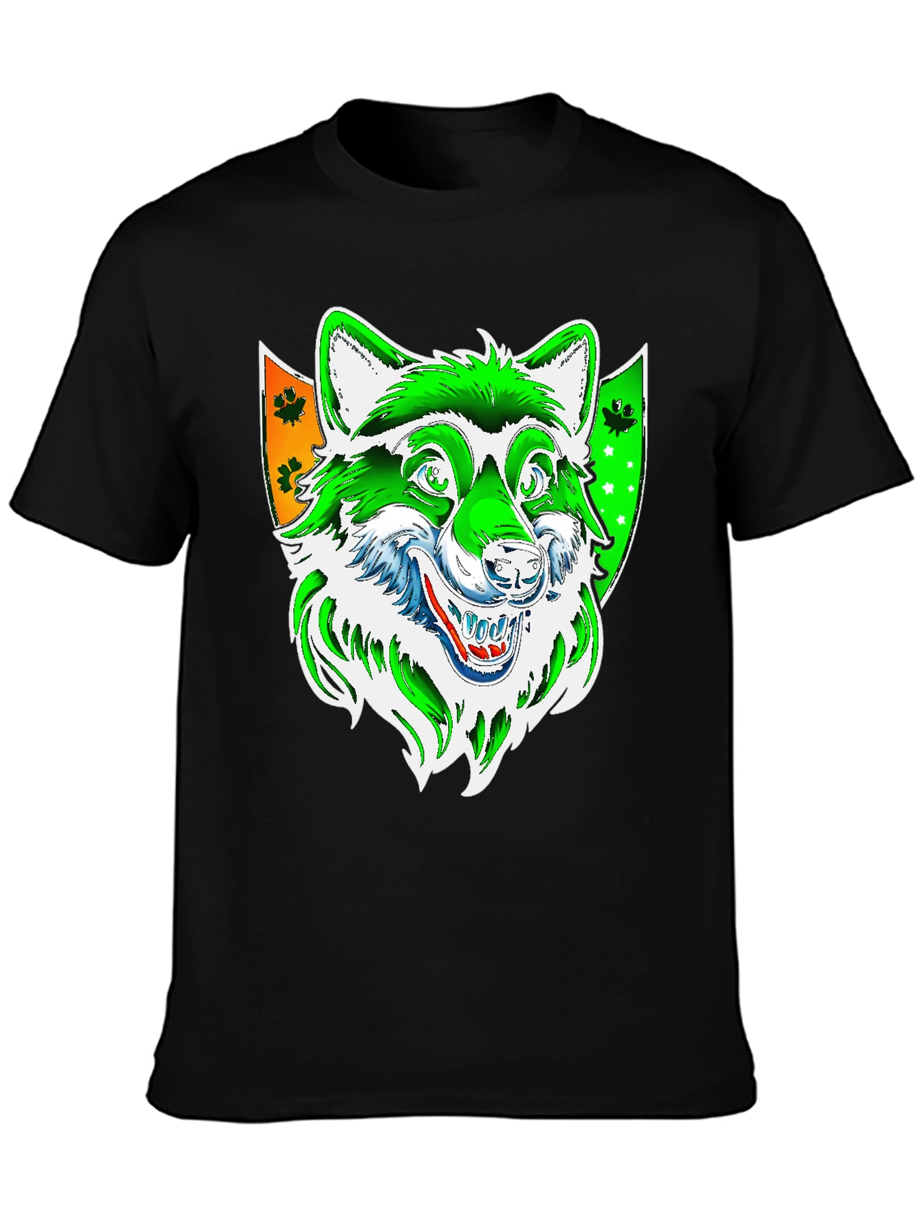 Wolf Graphic Tee - Black Cotton Blend Shirt