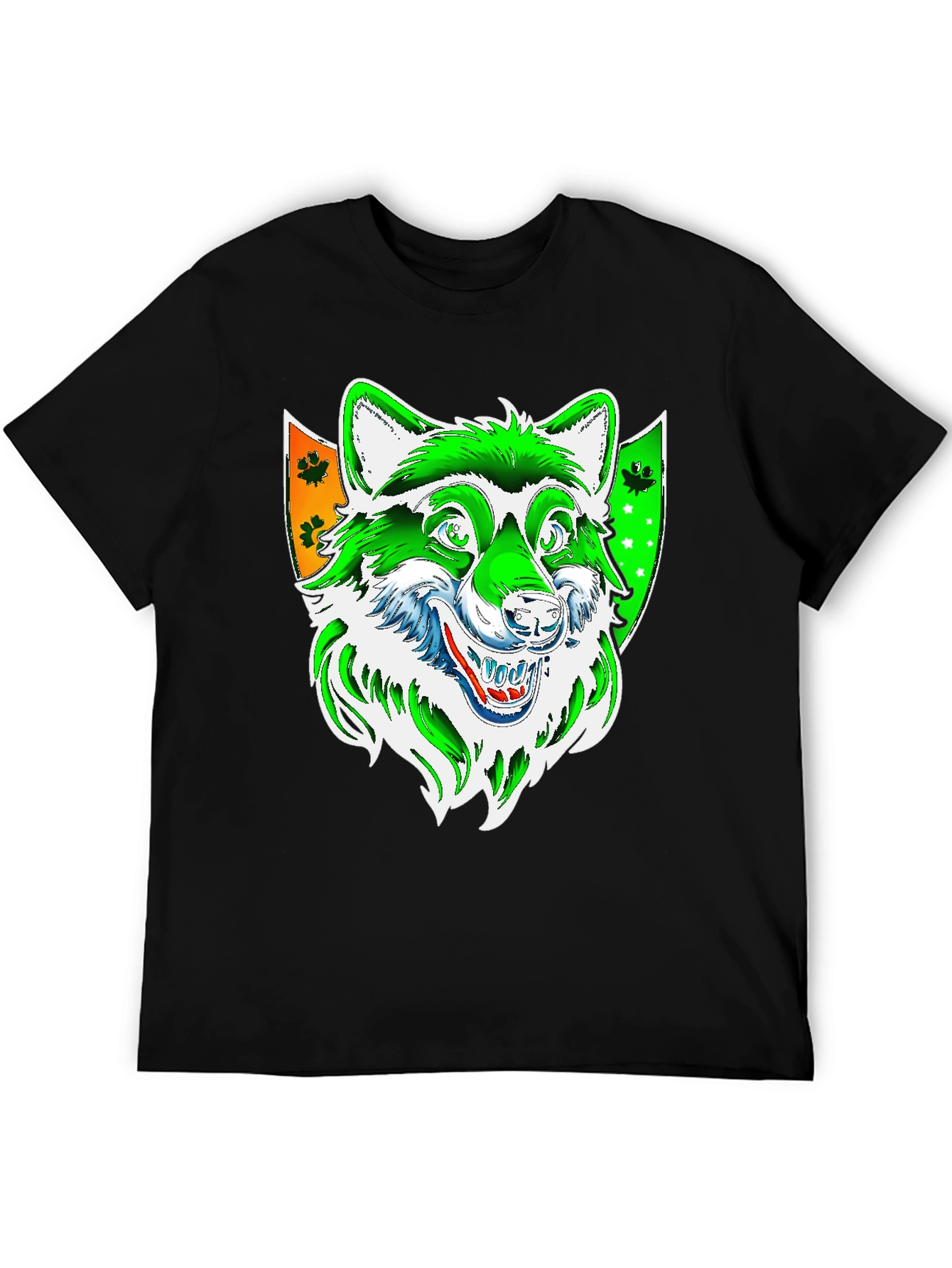 Wolf Graphic Tee - Black Cotton Blend Shirt