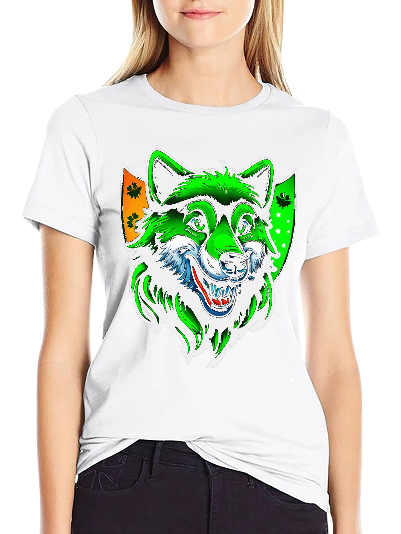 Wolf Graphic Tee - Black Cotton Blend Shirt