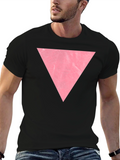 Pink Triangle Graphic Black T-Shirt