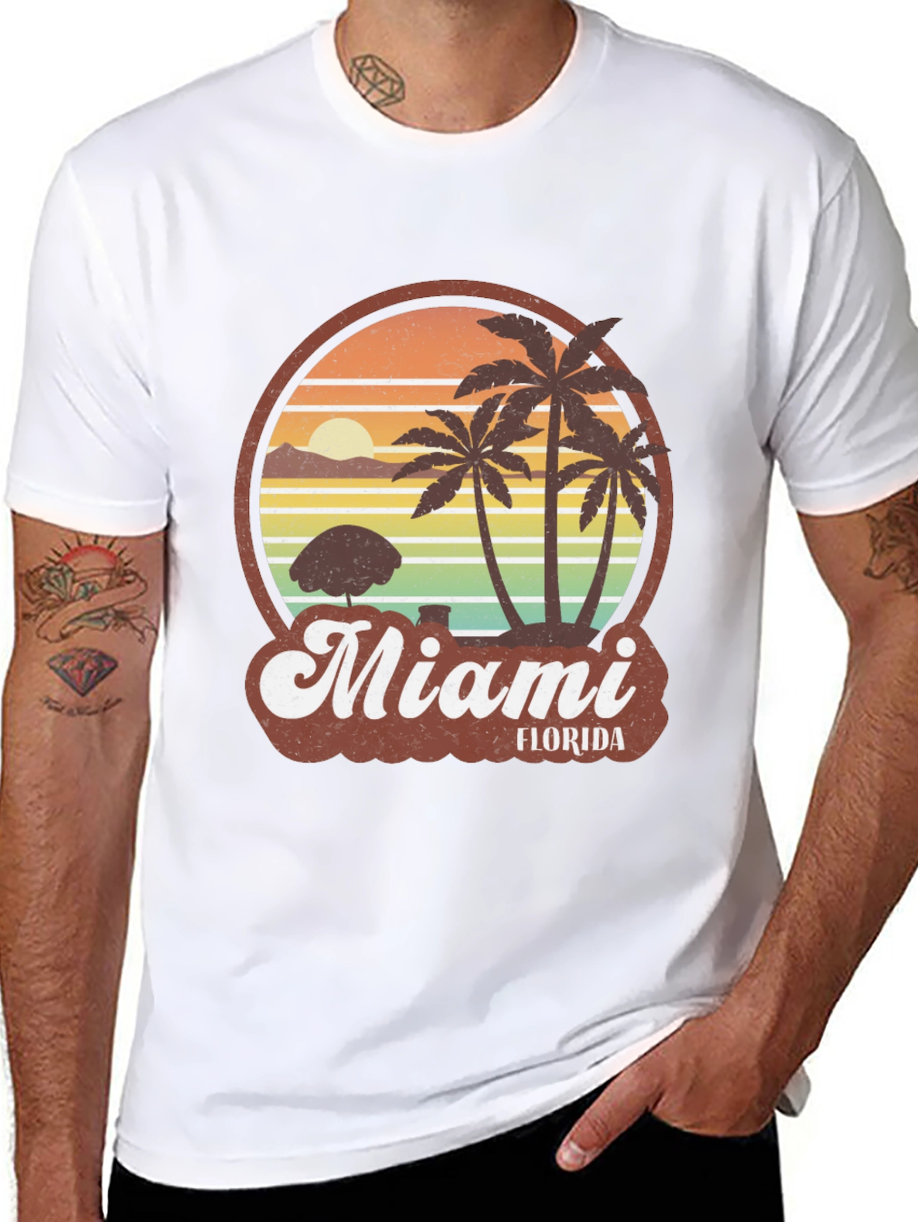 Miami Florida Graphic Tee - Retro Palm Tree T-Shirt