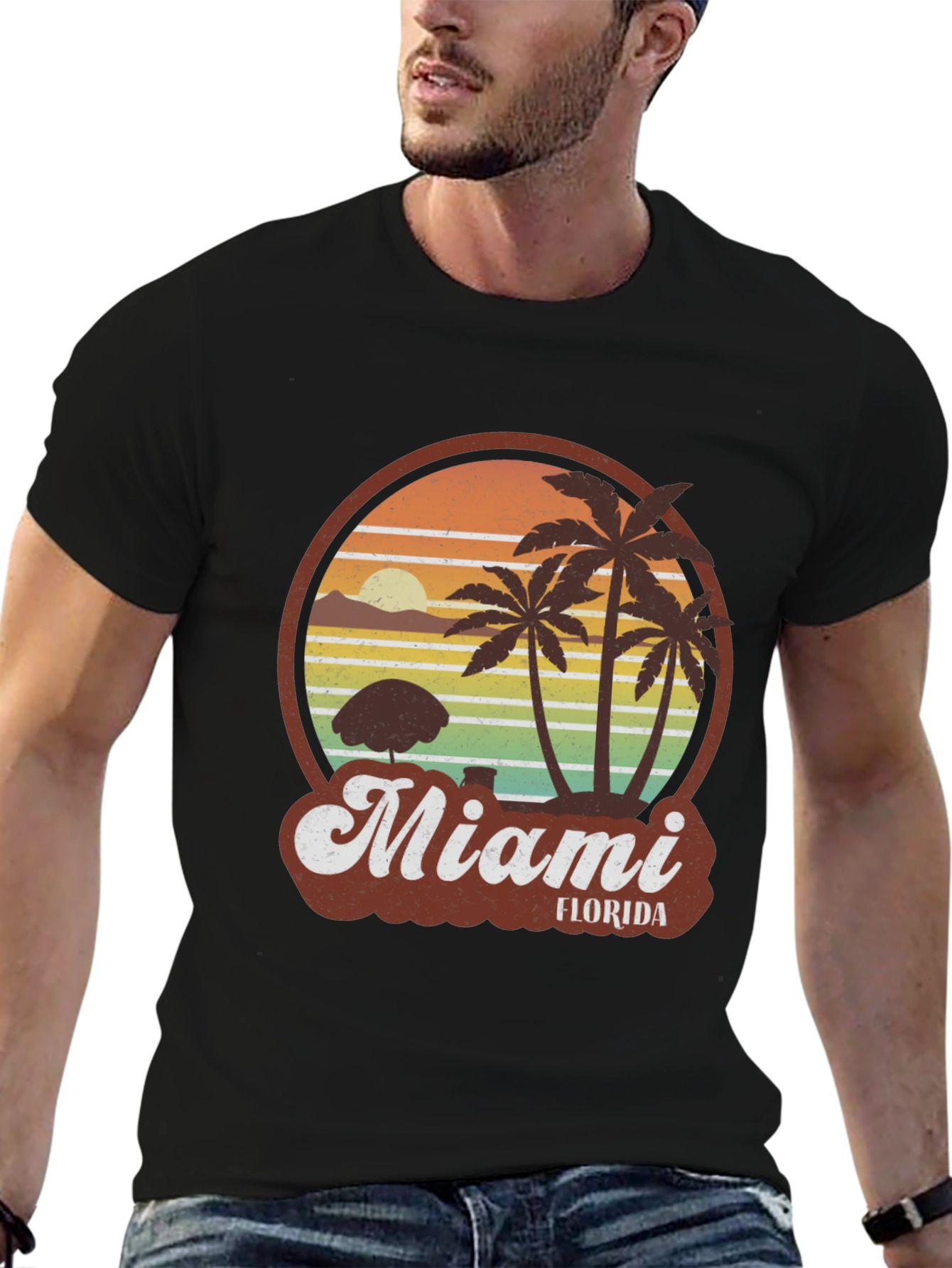 Miami Florida Graphic Tee - Retro Palm Tree T-Shirt