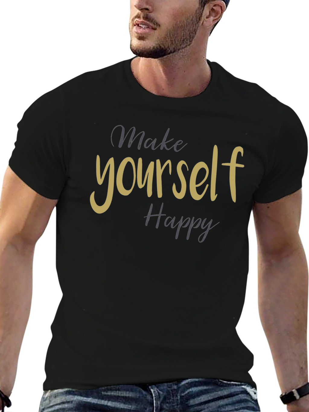Make Yourself Happy Black Graphic Tee