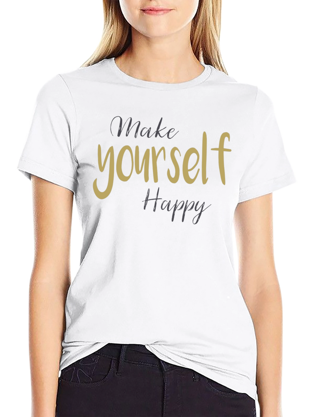 Make Yourself Happy Black Graphic Tee