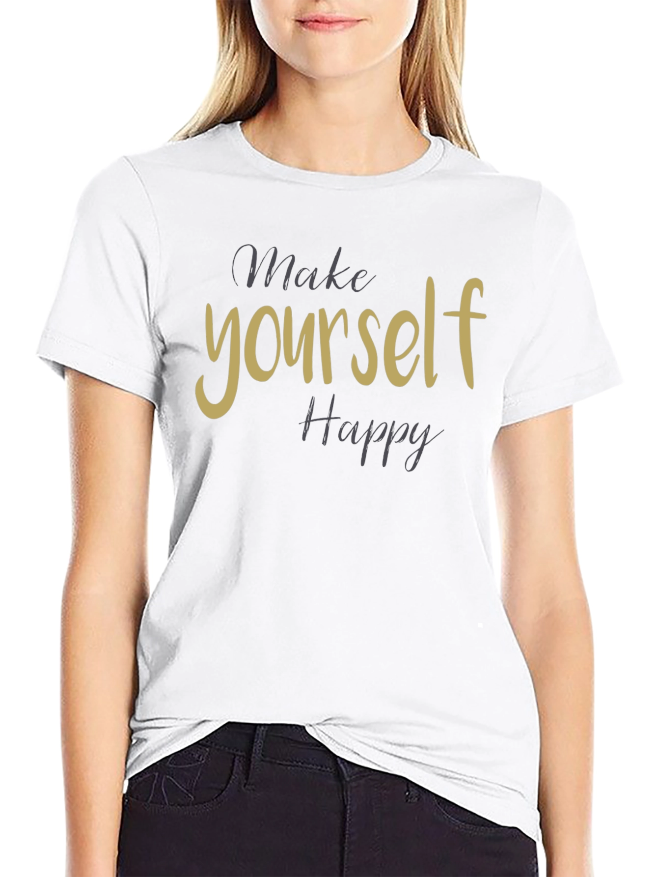 Make Yourself Happy Black Graphic Tee