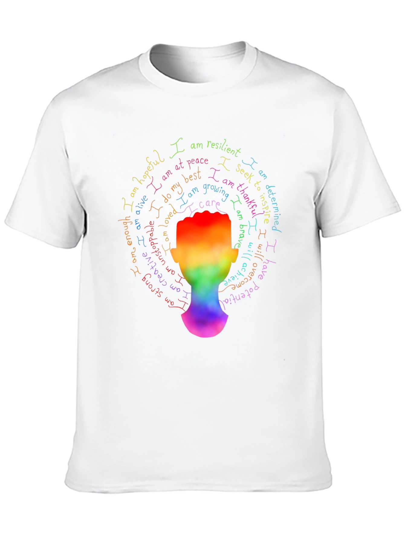 Inspirational Rainbow Head T-Shirt - Positive Affirmations