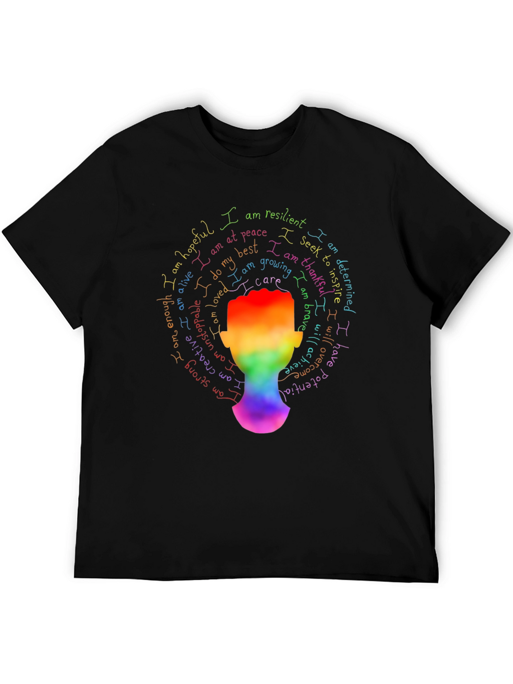 Inspirational Rainbow Head T-Shirt - Positive Affirmations