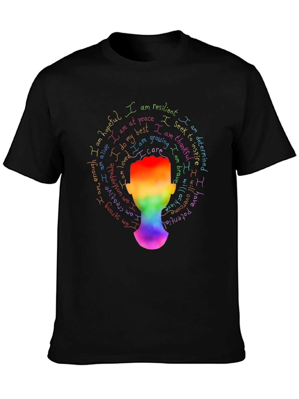 Inspirational Rainbow Head T-Shirt - Positive Affirmations