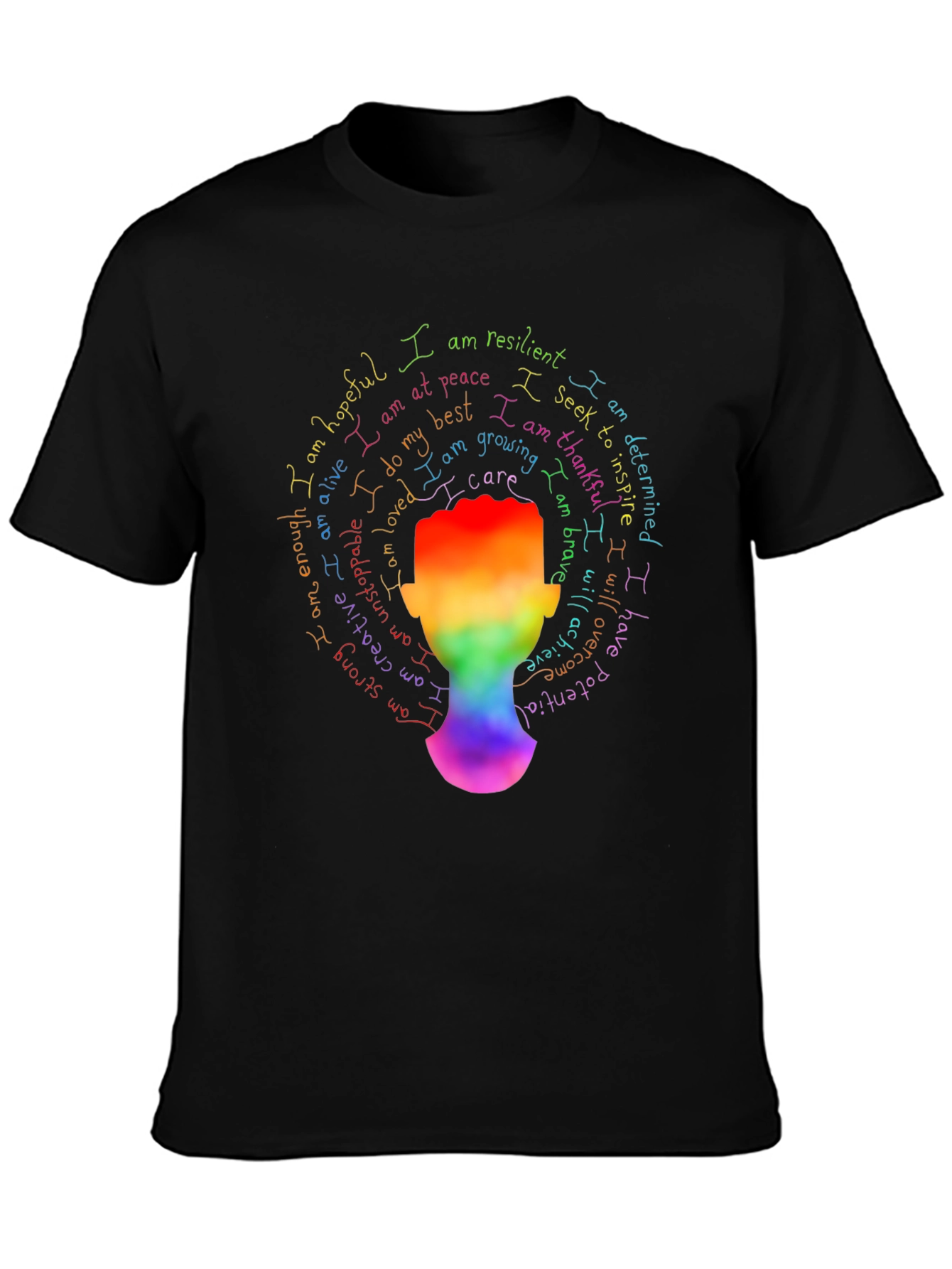 Inspirational Rainbow Head T-Shirt - Positive Affirmations