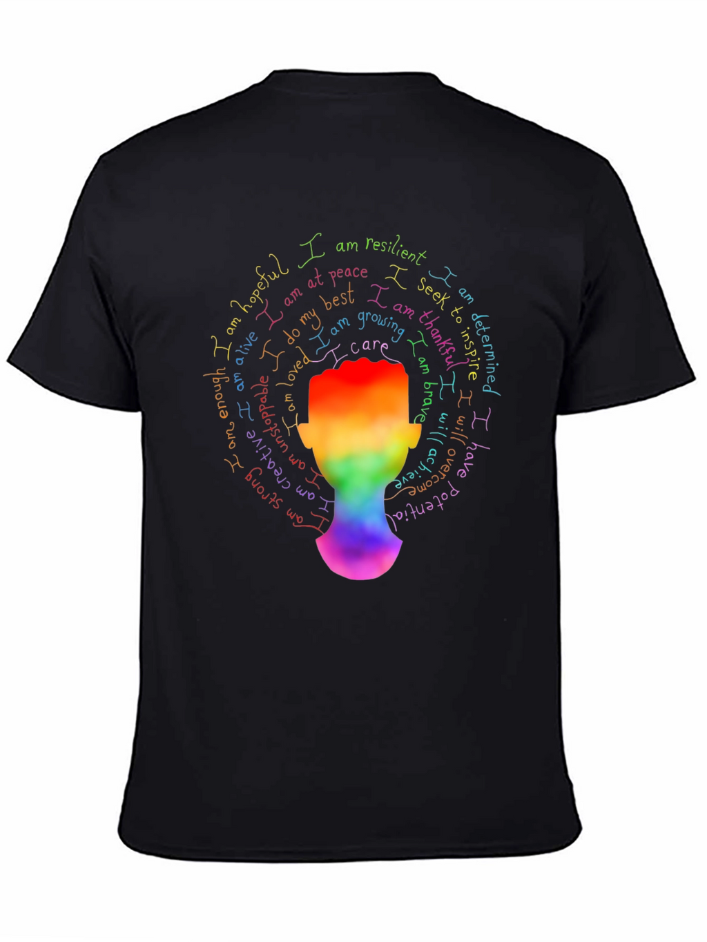 Inspirational Rainbow Head T-Shirt - Positive Affirmations