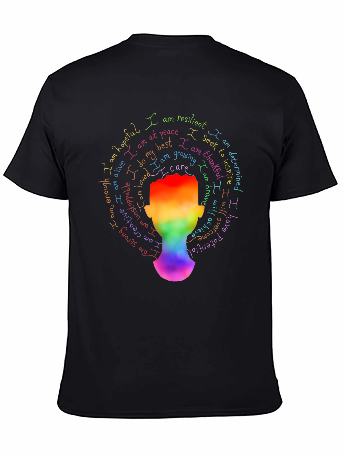 Inspirational Rainbow Head T-Shirt - Positive Affirmations