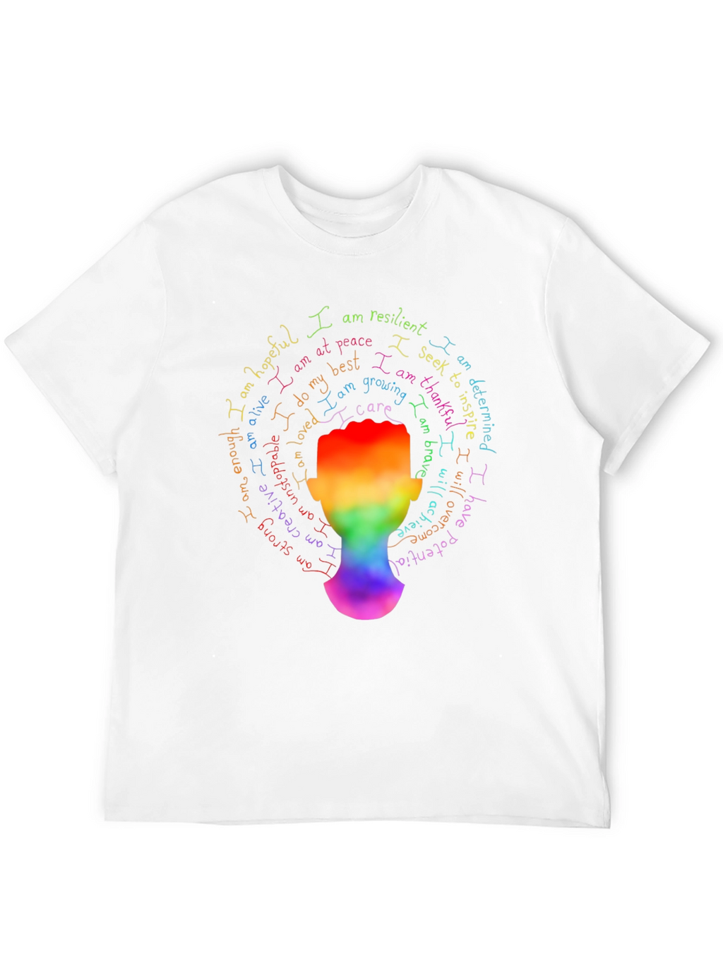 Inspirational Rainbow Head T-Shirt - Positive Affirmations
