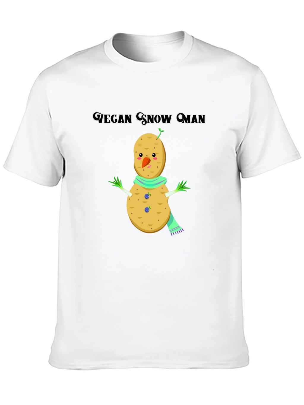 Vegan Snowman T-Shirt: Funny Potato Winter Tee