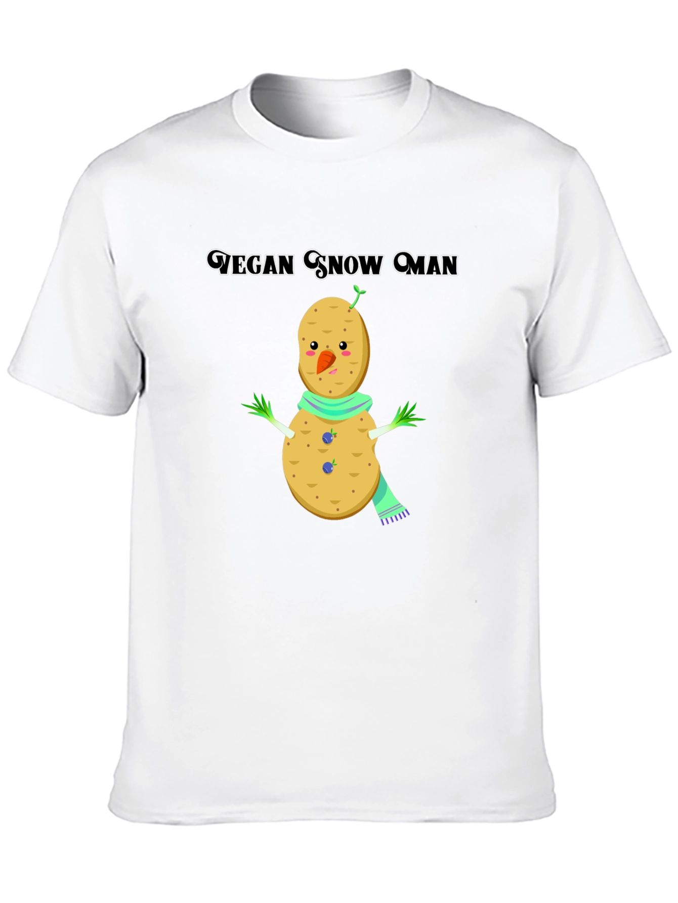 Vegan Snowman T-Shirt: Funny Potato Winter Tee