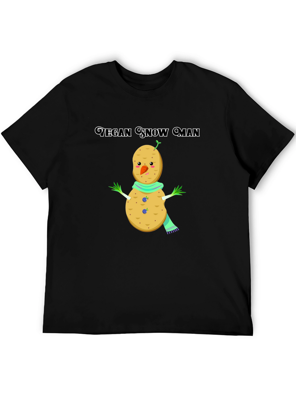 Vegan Snowman T-Shirt: Funny Potato Winter Tee